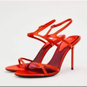 NWT Zara orange strappy heels